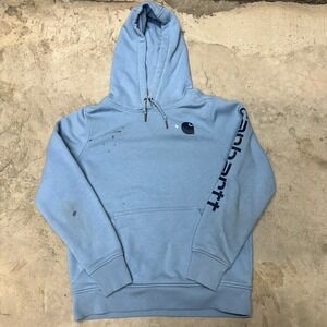 Carhartt‎ Relaxed Fit Light Blue Hoodie Hooded Sweatshirt M 8-10